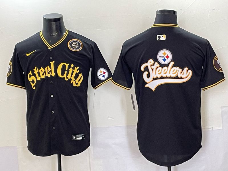 Men 2025 Nike Pittsburgh Steelers Blank Black Limited NFL Jersey style 0051